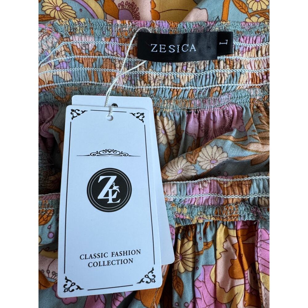 Floral Halter Maxi Dress in Orange & Pink - Picture 7 of 7